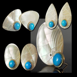 Genuine Stone & Mother of Pearl Earrings