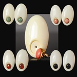 Genuine Stone & Bone Earrings Oval