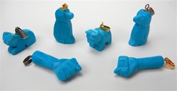 Turquoise Howlite Charms - Dog, Cat, Fist, silver or gold bail