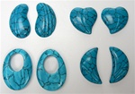 Simulated Turquoise Earring Parts, half drilled