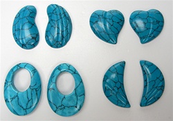 Simulated Turquoise Earring Parts, half drilled