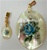 Oval Mother of Pearl Scrimshaw Pendants with Gold Bail Blue Rose