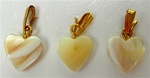 Mother of Pearl Heart Pendants / Earrings with Gold Eye Pin and Bail