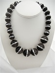 Coldwater Creek Large Bead Necklace, 20 inch with extender, Black Grey Silver