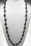 Chico's Stone and Metal Fashion Necklace, 36" with extender, Violet/GunMetal