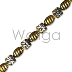 Light Pink Opaque Oval Pierced  Rhinestone Chain