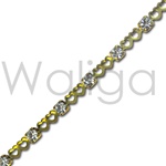 Wholesale Swarovski Fancy Rhinestone Chain - Crystal Double Heart Brass Chain Available in Crystal, Lt. Ruby & Lt.multi.