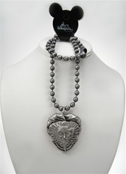 Authentic Disney Large Heart Pirate of the Caribbean Necklace on GunMetal Neck