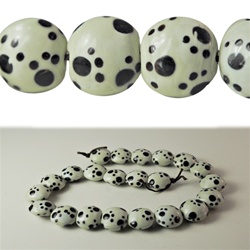 Hand Painted Glass Beads paw prints