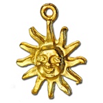 Wholsale Gold Overlay Sun Pendant Charming smiling sun, 18mm, may be used as a charm or pendant,  (6 pcs minimum)