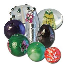 Assorted Vintage German Glass Beads Vintage German glass lamp work beads, 8-15mm (24 pcs minimum)