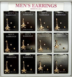 Carded Pierced Earring (Easel Back) Display - 12 sets - Skull and Crossbones
