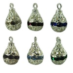 Silver filigree Beads Pear Shape Drops