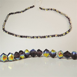 Glass Bi-cone Amethyst Beads