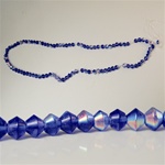 Glass Bi-cone Sapphire Beads