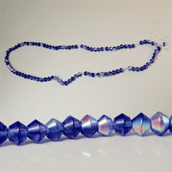 Glass Bi-cone Sapphire Beads