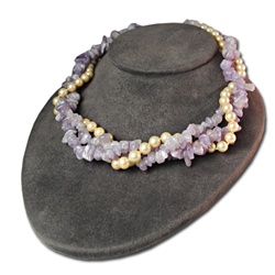 Genuine Amethyst & Glass Pearl Necklace