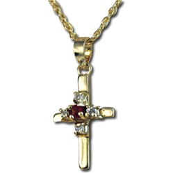 Wholesale Cross Genuine Ruby & C Z Necklace