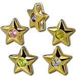 Wholesale gold plated CZ star sliders 12mm. Comes in five dazzling colors! Crystal, Pink, Peridot, Amethyst and Canary Yellow