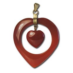 Wholesale Vintage Heart within a Heart Pendant Beautiful carnelian floating heart, 15mm, within a heart, 40mm pendant.