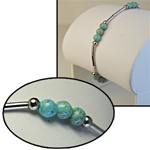 Wholesale Genuine Turquoise Bead Bracelet Beautiful turquoise 4mm beads on sterling silver bracelet, 7".