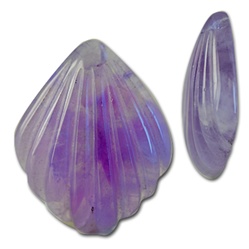 Wholesale Genuine Amethyst Finding Scalloped shaped amethyst stone finding, 1"x 1", with half drilled hole in back, perfect for earrings.