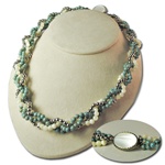 Sterling Silver Turquoise & Mother of Pearl Necklace