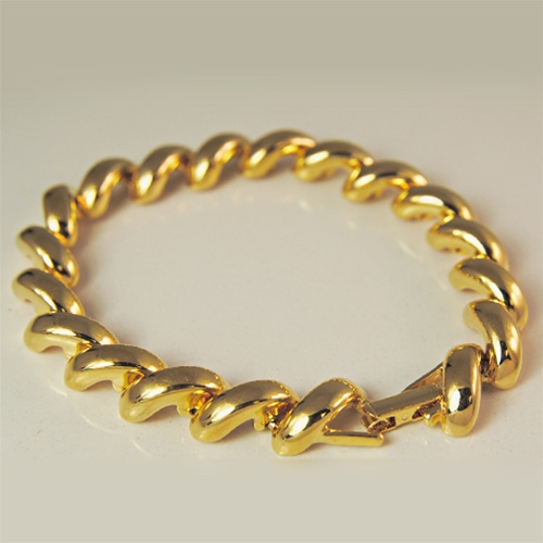 NY Estate Jewelry Joan Rivers Gold Link Chain Vintage Bracelet Designer Signed 3/8 Wide