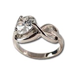 Lady's High Quality Cubic Zirconia Rings</B><br>Silver Plated Ring with Crystal Stone
