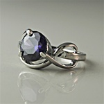 Lady's High Quality Cubic Zirconia Rings Silver Plated Ring with Round Amethyst CZ Stone. L200A