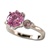Lady's High Quality Cubic Zirconia Rings, Silver Plated Ring with Pink Solitaire and 2 Crystal Stones