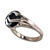 Lady's High Quality Cubic Zirconia Rings</B><br>Silver Plated Ring with Jet Stone