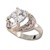 Lady's High Quality Cubic Zirconia Rings</B><br>Silver Plated Cocktail Ring with Lg Center Stone and Side Accent Stones