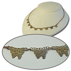 Wholesale Vintage Copper Necklace Made in Korea 16" copper coated with 9 brass filigree butterflies. (36pcs minimum)
