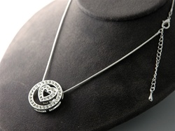 Crystal Heart in Circle Slide Neck on 18" Snake Chain with 2" Extender
