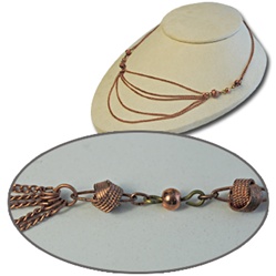 Wholesale Vintage Copper Necklace Made in Korea 16" bib neck with love knots (36pcs minimum)
