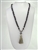 Chico's Stone and Metal Fashion Necklace, 36" with extender, Dark Aqua/GunMetal