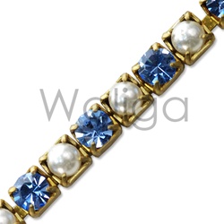 Rhinestone Chain  Pearl and Sapphire