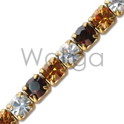 Rhinestone Chain Siam, Topaz and Crystal