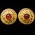 Fancy Gold Plated Clip Earrings with Red Center Stone