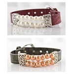 Leather Buckle Bracelet with Pearls