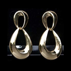 Fancy Gold Plated Clip Earrings with Crystals and 3 Colored Stones