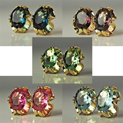 Assorted Oval Crystal Clip Earrings
