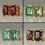 Assorted Octagon Crystal Clip Earrings