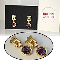 Bijoux Cascio Earrings Beautiful gold plated glass amethyst designer earrings with gift box.
RM314