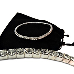 Silvertone Swarovski Crystal Stretch Bracelet