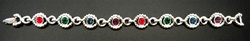 Multi Stone Bracelets, Silver Plated, 6pc sets