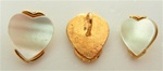 Mother of Pearl Heart Pendants / Earrings in Gold Settings with Back Loop