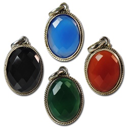 Wholesale Sterling Silver Facetted Cabochon Pendants