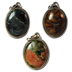 Sterling Silver Genuine Jasper Pendants